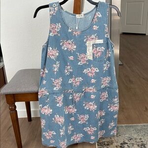 Floral Denim Japanese Romper